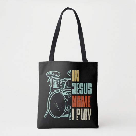 Jesus Name I Play Drums God Drumming Music Christi Tasche (Vorderseite)