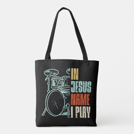 Jesus Name I Play Drums God Drumming Music Christi Tasche (Rückseite)
