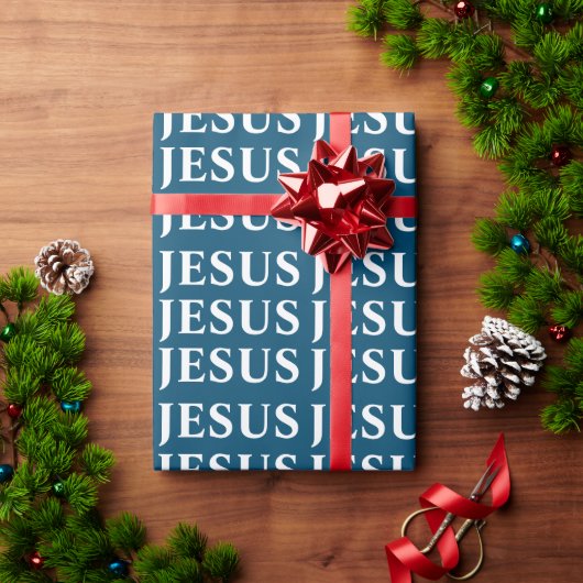 JESUS Name Pattern. Klassisch. Blau und Weiß. Mode Geschenkpapier (Feiertagsgeschenk)