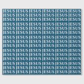 JESUS Name Pattern. Klassisch. Blau und Weiß. Mode Geschenkpapier (Flach)