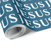 JESUS Name Pattern. Klassisch. Blau und Weiß. Mode Geschenkpapier (Rolleneckpunkt)