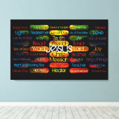 Jesus-Namen und -Attribute Leinwanddruck (Insitu (Holzboden))