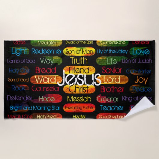 Jesus-Namen und Attribute Yoga Mat Strandtuch (Vorderseite)