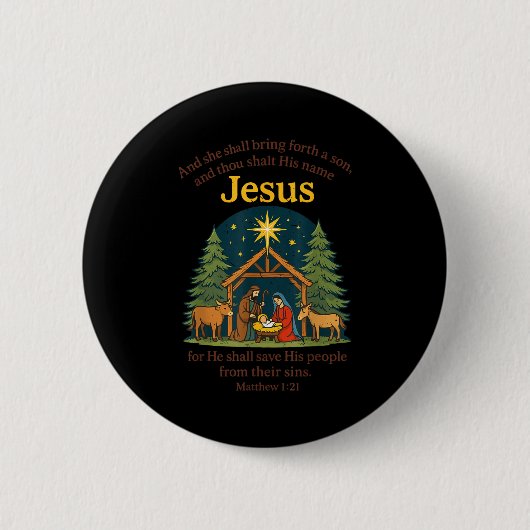 Jesus Nativity Christian Christmas Bible Pjs Toddl Button (Vorderseite)