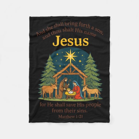 Jesus Nativity Christian Christmas Bible Pjs Toddl Fleecedecke (Vorderseite)