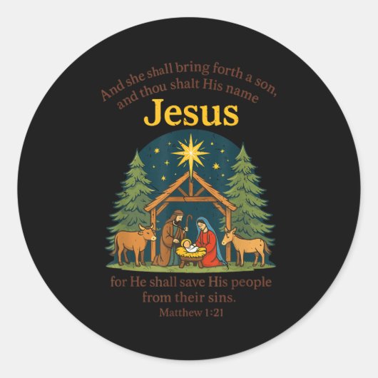 Jesus Nativity Christian Christmas Bible Pjs Toddl Runder Aufkleber (Vorderseite)