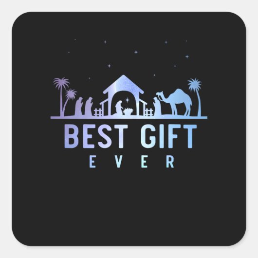 Jesus Nativity Religious Christmas Christlich Quadratischer Aufkleber (Vorderseite)