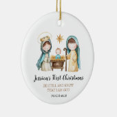Jesus Nativity Scene Bible Verse First Christmas Keramik Ornament (Rechts)