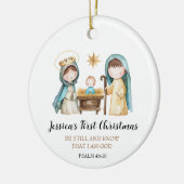 Jesus Nativity Scene Bible Verse First Christmas Keramik Ornament (Links)