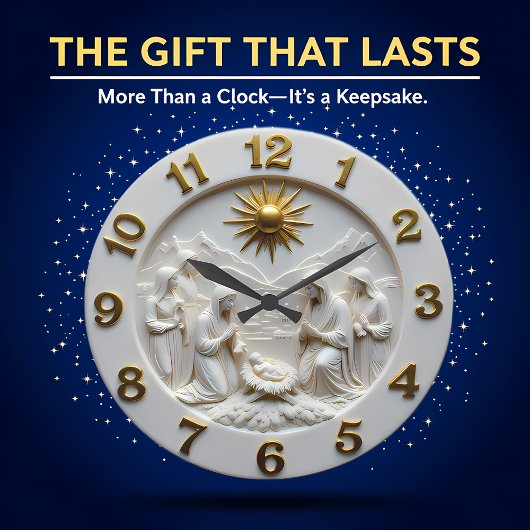 Jesus Nativity Scene Marble Große Wanduhr