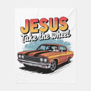 Jesus nehmen das Vintage Muskelauto Fleecedecke