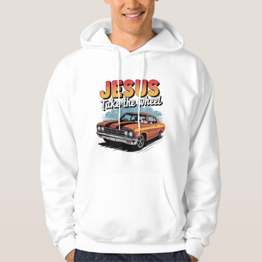 Jesus nehmen das Vintage Muskelauto Hoodie (Vorderseite)