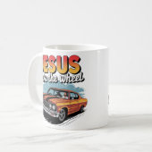 Jesus nehmen das Vintage Muskelauto Kaffeetasse (Vorderseite Links)
