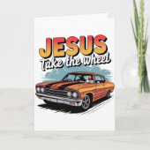 Jesus nehmen das Vintage Muskelauto Karte (Vorderseite)
