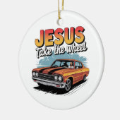 Jesus nehmen das Vintage Muskelauto Keramik Ornament (Links)