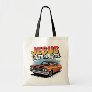Jesus nehmen das Vintage Muskelauto Tragetasche
