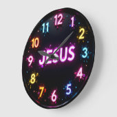 Jesus Neon Splash-Glanz Große Wanduhr (Winkel)