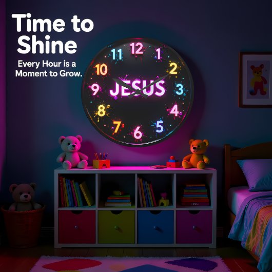 Jesus Neon Splash-Glanz Große Wanduhr