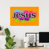 "Jesus" Neon Static Graphic Poster (Heimbüro)