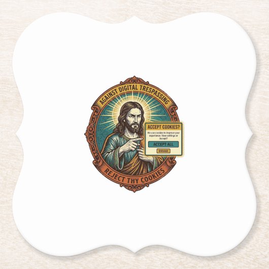 Jesus nervige Cookie-Popup Internetbrowser akzepti Untersetzer (Vorderseite)