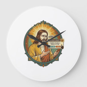 Jesus nervige Software-Update-Popup-Bürohumor Große Wanduhr