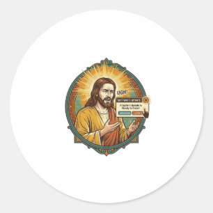 Jesus nervige Software-Update-Popup-Bürohumor Runder Aufkleber