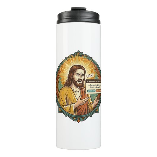 Jesus nervige Software-Update-Popup-Bürohumor Thermosbecher (Vorderseite)