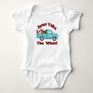 Jesus nimmt das Rad funny Christlich Baby Strampler