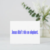 Jesus No Ride Elephant Bumper Postkarte (Stehend Vorderseite)
