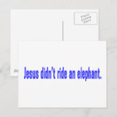 Jesus No Ride Elephant Bumper Postkarte (Vorne/Hinten)