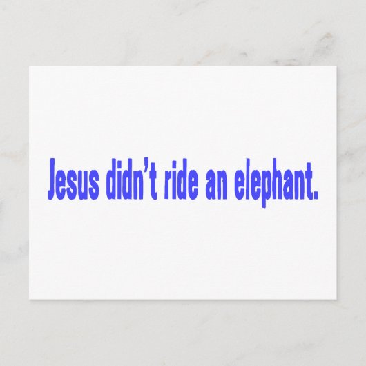 Jesus No Ride Elephant Bumper Postkarte (Vorderseite)