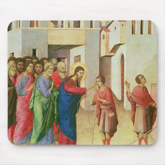 Jesus öffnet die Augen von einem Mann-geborenen Mousepad (Vorne)