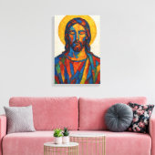 Jesus Ölbild (Ver. 1) Leinwanddruck (Insitu (Wohnzimmer))
