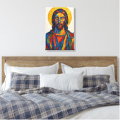Jesus Ölbild (Ver. 1) Leinwanddruck (Insitu (Schlafzimmer))
