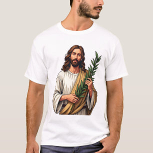 Jesus Olivenzweig Vintage graviertes T-Shirt 2