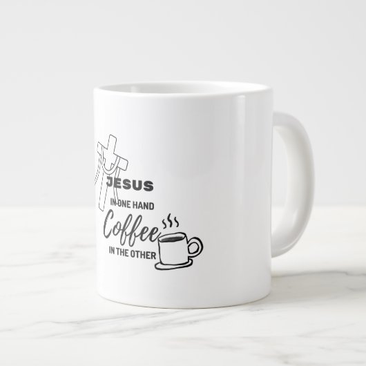 Jesus on one hand, Coffee on the other Jumbo-Tasse (Vorderseite Rechts)