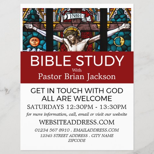 Jesus on the Cross, Christian Bible Class Advert Flyer (Vorne)