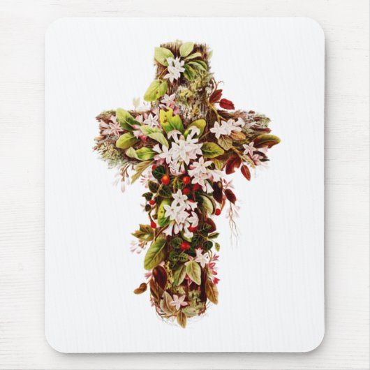 Jesus Ostersonntag Blühende Kreuzung Mousepad (Vorne)