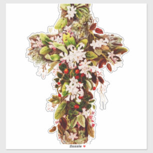 Jesus Ostersonntag blühendes Kreuz Aufkleber