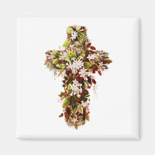 Jesus Ostersonntag blühendes Kreuz Magnet