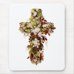 Jesus Ostersonntag blühendes Kreuz  Mousepad