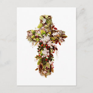 Jesus Ostersonntag blühendes Kreuz Postkarte