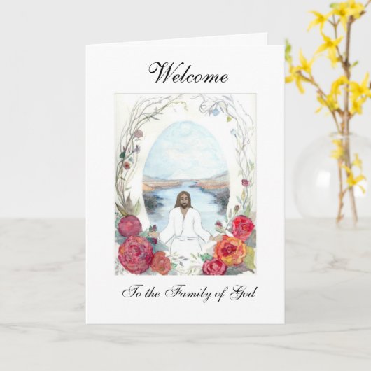 Jesus Oval Willkommen Karte (Gelbe Blume)