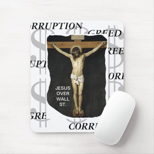 JESUS OVER WALL ST. KORRUPTION MOUSEPAD (Mit Mouse)