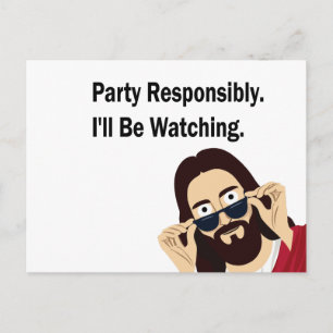 Jesus Party gucken Verantwortlich Ich werde wat Einladungspostkarte
