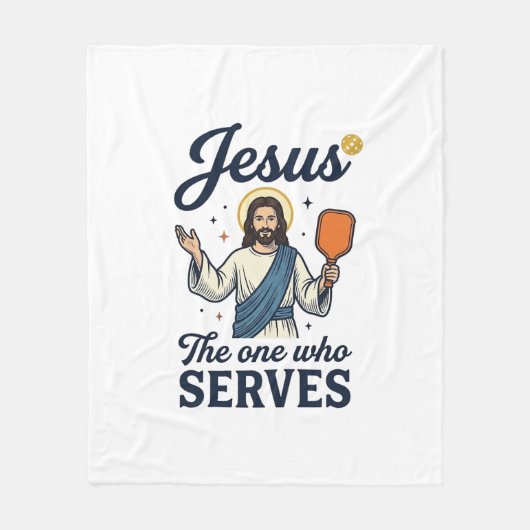 Jesus Pickleball Der, der Serviert Shirt Fleecedecke (Vorderseite)