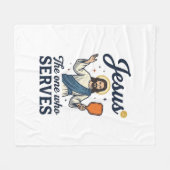Jesus Pickleball Der, der Serviert Shirt Fleecedecke (Vorderseite (Horizontal))