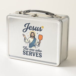 Jesus Pickleball Der, der Serviert Shirt Metall Brotdose