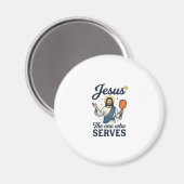 Jesus Pickleball Der, der Serviert T-Shirt Magnet (Vorderseite/Rückseite)