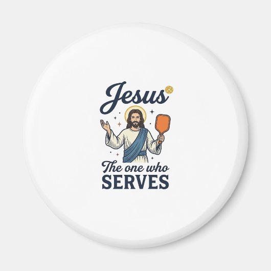 Jesus Pickleball Der, der Serviert T-Shirt Magnet (Vorne)